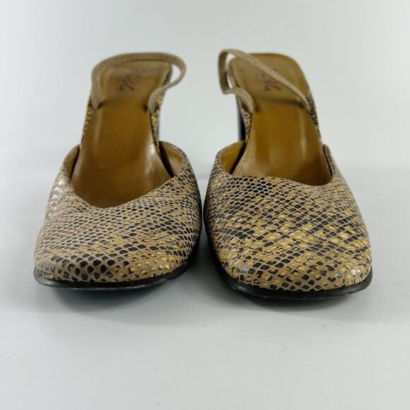 BCBG Vintage Y2K Snakeskin Print Leather Slingback Heels Shoes 8.5 - Picture 2 of 12